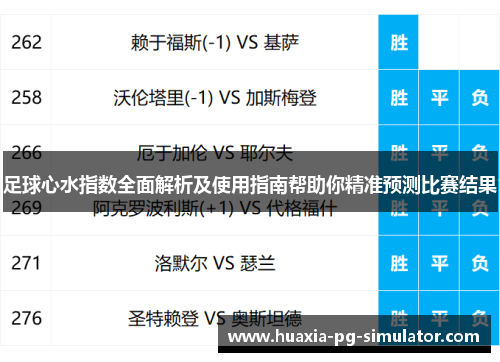 足球心水指数全面解析及使用指南帮助你精准预测比赛结果